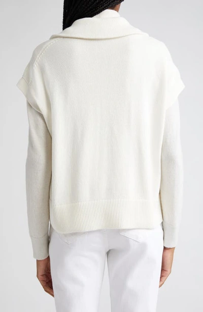 Shop Lafayette 148 Cotton & Silk Half Zip Sweater In Cloud