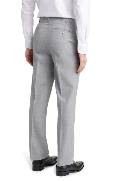Shop Berle Self Sizer Flat Front Dress Pants In Light Grey