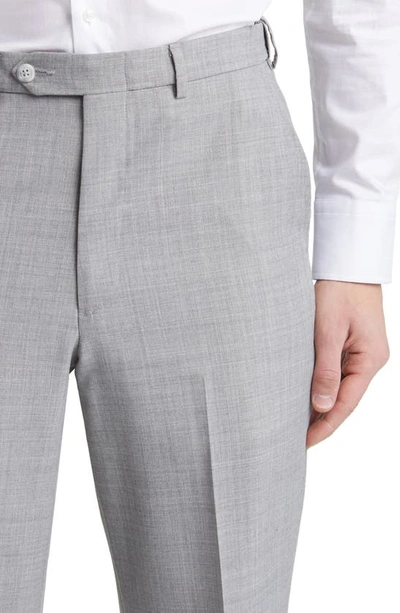 Shop Berle Self Sizer Flat Front Dress Pants In Light Grey