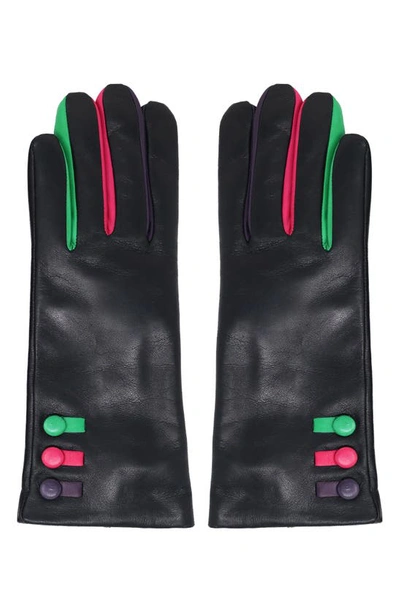 Shop Nicoletta Rosi Cashmere Lined Leather Gloves In Black/ Colors