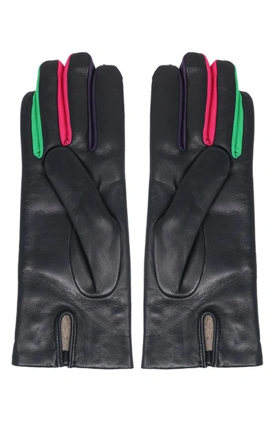 Shop Nicoletta Rosi Cashmere Lined Leather Gloves In Black/ Colors