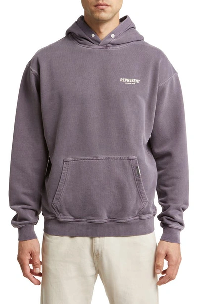 Shop Represent Owners Club Cotton Graphic Hoodie In Vintage Violet