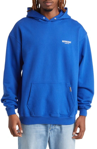 Shop Represent Owners Club Cotton Graphic Hoodie In Cobalt