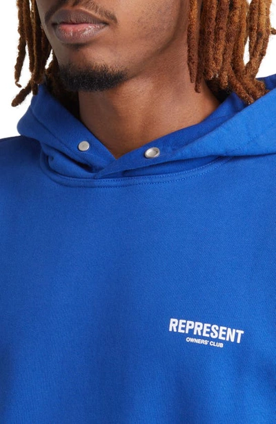 Shop Represent Owners Club Cotton Graphic Hoodie In Cobalt