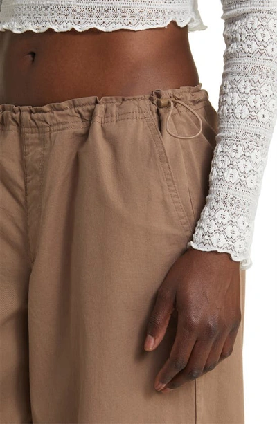 Shop Pacsun Low Rise Cotton Parachute Pants In Brown