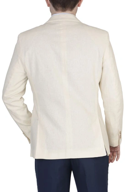 Tailorbyrd Solid Notch Lapel Linen Blend Sport Coat In Ecru