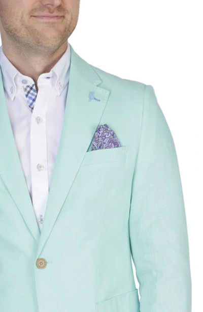Tailorbyrd Solid Notch Lapel Linen Blend Sport Coat In Seafoam