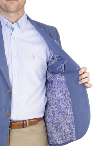 Tailorbyrd Solid Notch Lapel Linen Blend Sport Coat In Denim Blue
