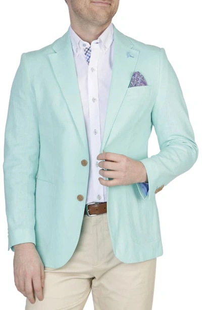 Tailorbyrd Solid Notch Lapel Linen Blend Sport Coat In Seafoam