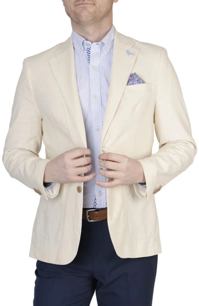 Tailorbyrd Solid Notch Lapel Linen Blend Sport Coat In Ecru