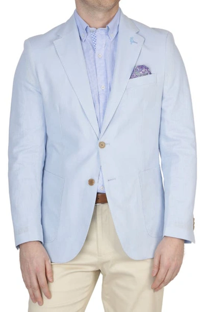 Shop Tailorbyrd Solid Notch Lapel Linen Blend Sport Coat In Light Blue