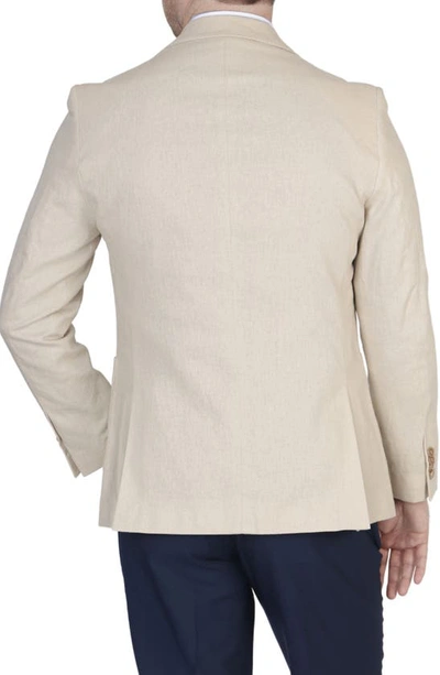 Tailorbyrd Solid Notch Lapel Linen Blend Sport Coat In Khaki