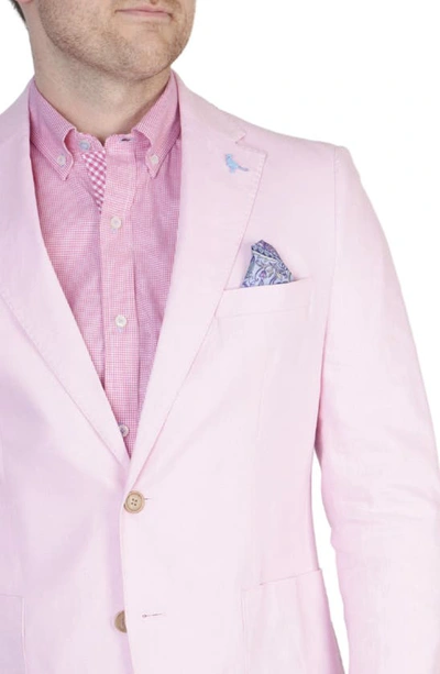 Tailorbyrd Solid Notch Lapel Linen Blend Sport Coat In Light Pink