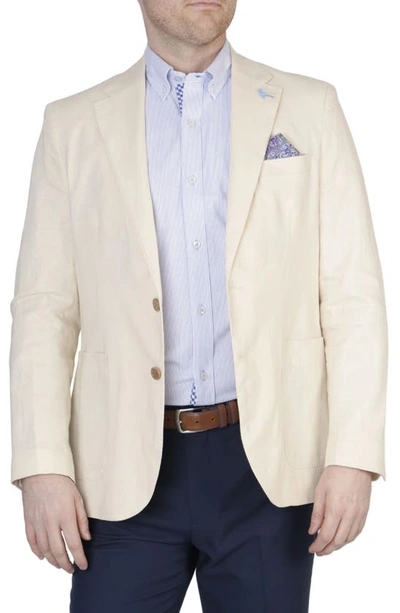 Tailorbyrd Solid Notch Lapel Linen Blend Sport Coat In Ecru