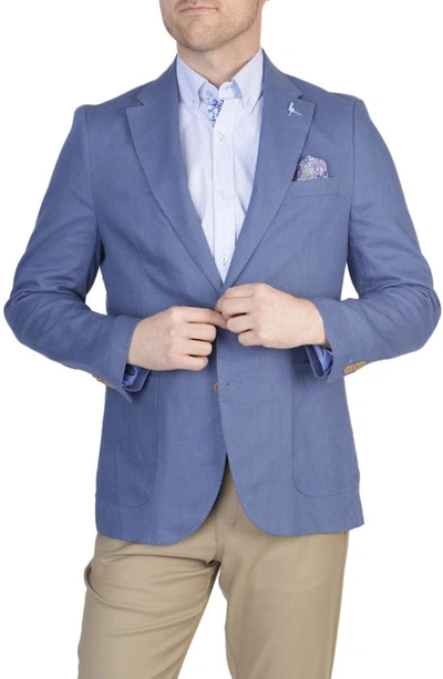 Tailorbyrd Solid Notch Lapel Linen Blend Sport Coat In Denim Blue
