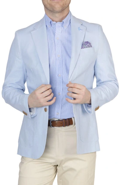 Shop Tailorbyrd Solid Notch Lapel Linen Blend Sport Coat In Light Blue