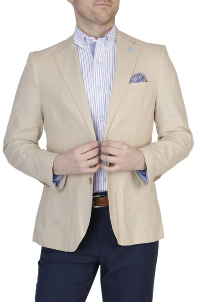 Tailorbyrd Solid Notch Lapel Linen Blend Sport Coat In Khaki