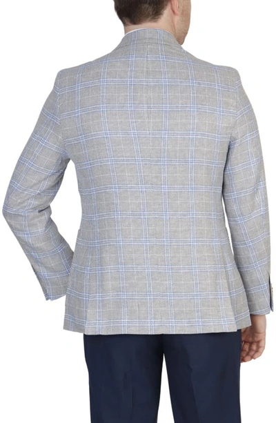 Tailorbyrd Regent Grey Windowpane Notch Lapel Linen Blend Sport Coat In Regent Grey