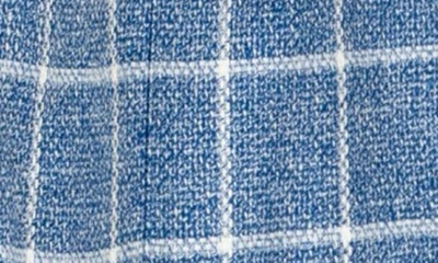Shop Tailorbyrd Blue Windowpane Notch Lapel Linen Blend Sport Coat In Prussian Blue