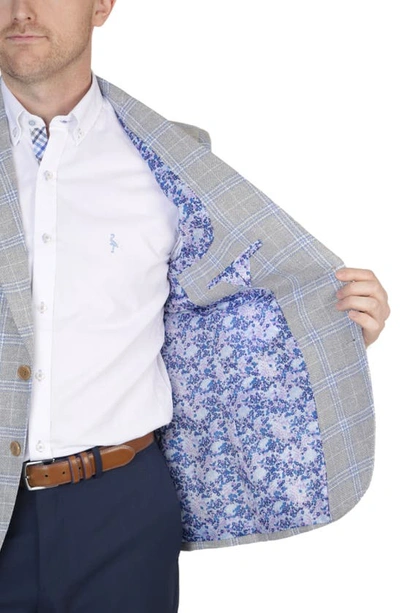 Tailorbyrd Regent Grey Windowpane Notch Lapel Linen Blend Sport Coat In Regent Grey