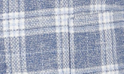 Tailorbyrd Blue Plaid Notch Lapel Linen Blend Sport Coat In Prussian Blue