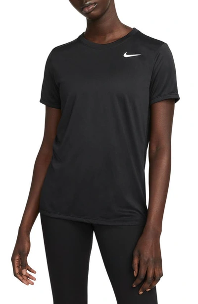 Shop Nike Dri-fit Crewneck T-shirt In 010black/ White