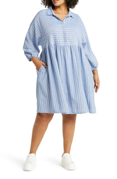 CASLON CASLON® LONG SLEEVE LINEN BLEND SHIRTDRESS 