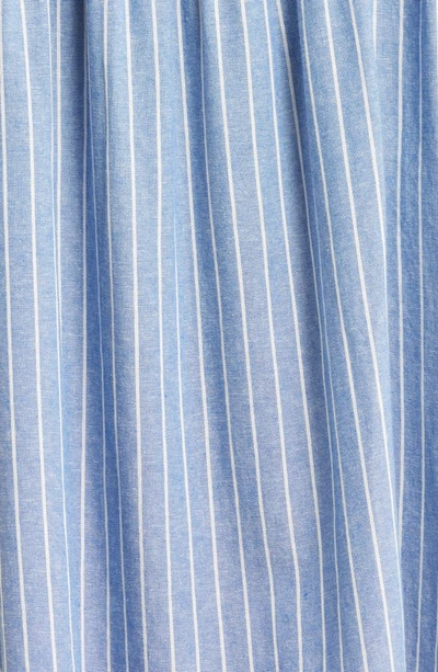Caslon Long Sleeve Linen Blend Shirtdress In Blue- White Lena Stripe