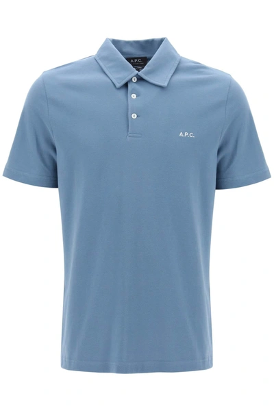 Shop Apc A.p.c. Austin Polo Shirt With Logo Embroidery Men In Blue