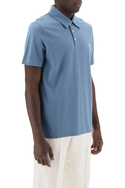 Shop Apc A.p.c. Austin Polo Shirt With Logo Embroidery Men In Blue