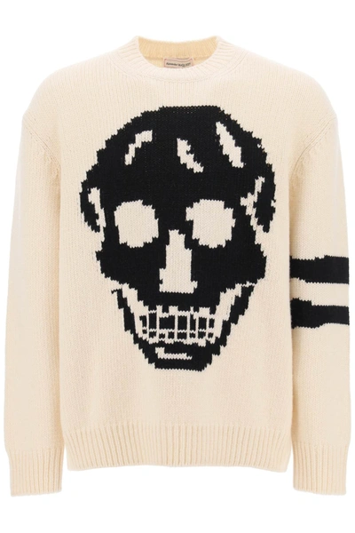 Shop Alexander Mcqueen Wool Cashmere Skull Sweater Men In White