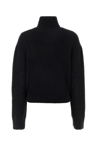 Blumarine Ribbed Alpaca Blend Sweater With Cropped Cut In Black