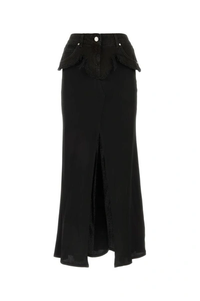 Shop Blumarine Woman Black Satin Skirt