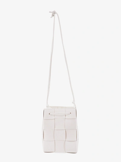 Shop Bottega Veneta Woman Cassette Mini Woman White Shoulder Bags