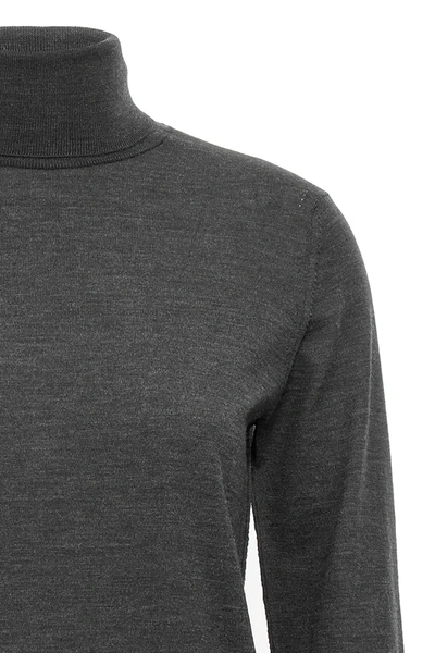 Maison Margiela Grey Stitching Wool Turtleneck Sweater In Gray