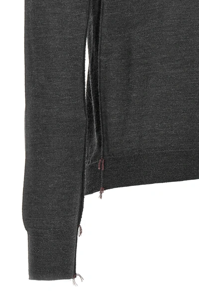Maison Margiela Grey Stitching Wool Turtleneck Sweater In Gray