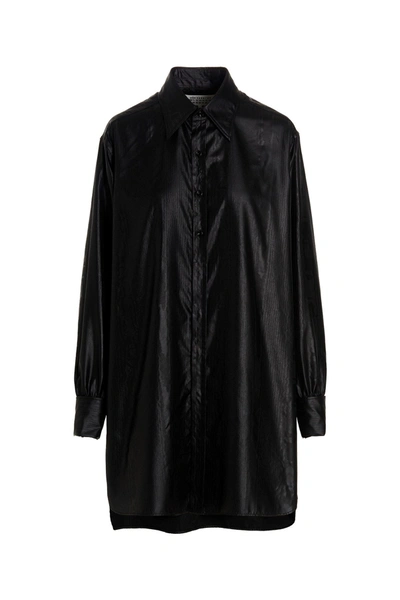 Shop Maison Margiela Women Coated Satin Shirt In Black