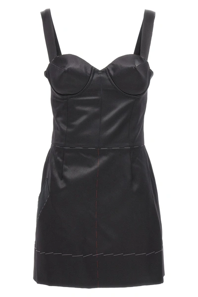 Shop Maison Margiela Women Contrast Stitching Corset Dress In Black