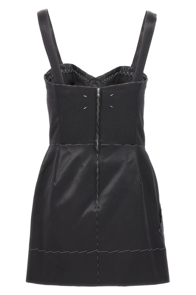 Shop Maison Margiela Women Contrast Stitching Corset Dress In Black