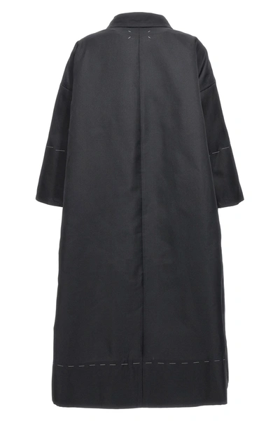 Shop Maison Margiela Women Contrast Stitching Silk Coat In Black