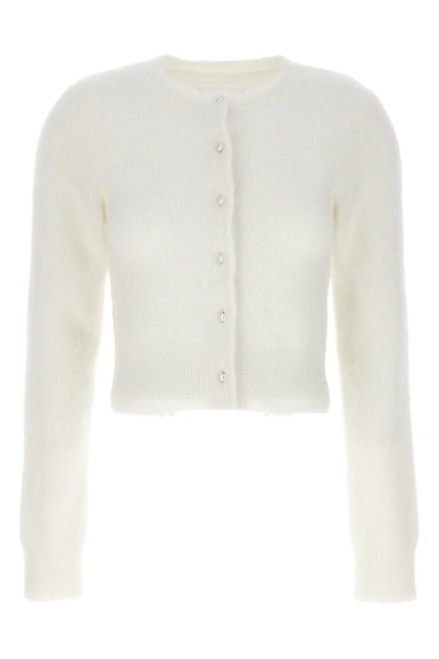 Shop Maison Margiela Women Pearl Buttons Cardigan In White