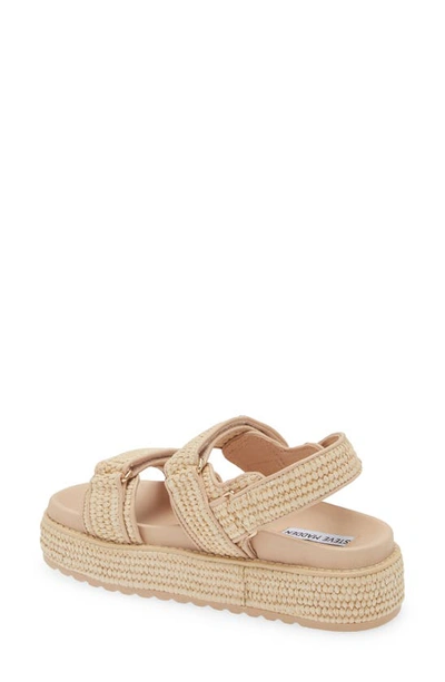 Shop Steve Madden Bigmona Raffia Slingback Platform Sandal In Bone Raffia