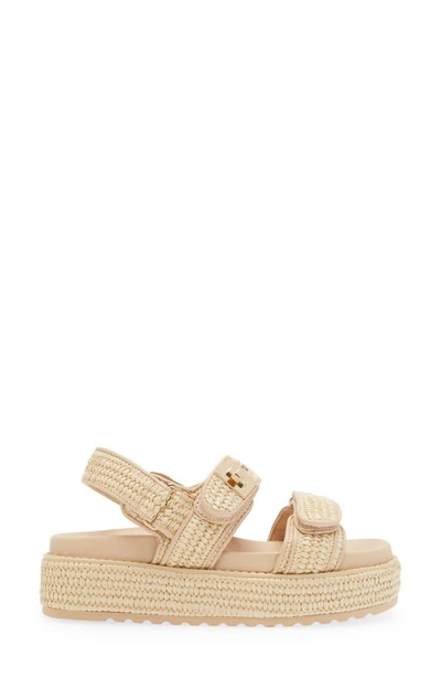 Shop Steve Madden Bigmona Raffia Slingback Platform Sandal In Bone Raffia