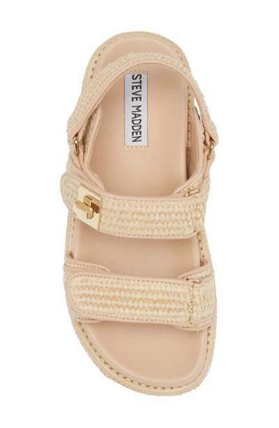 Shop Steve Madden Bigmona Raffia Slingback Platform Sandal In Bone Raffia