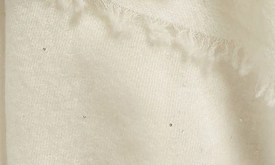 Shop Lafayette 148 Sequin Embellished Wool Blend Fringe Scarf In Ivory