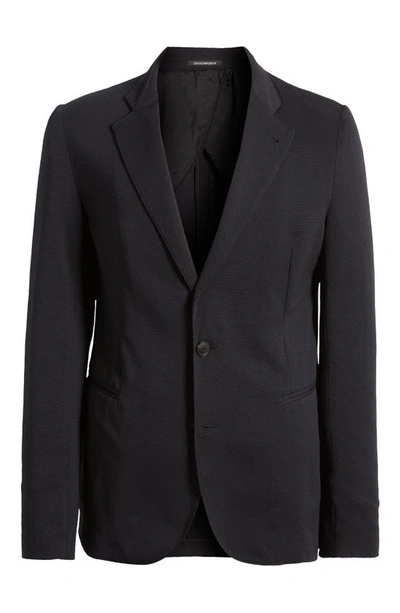 Shop Emporio Armani Rice Stitch Sport Coat In Solid Black