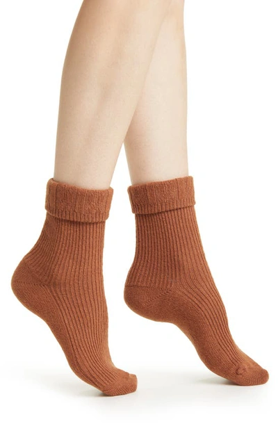 Shop Oroblu Hilda Wool & Cashmere Blend Crew Socks In Caramel