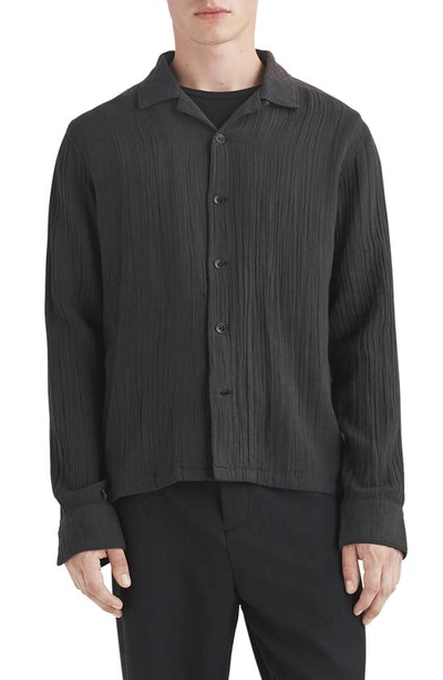 Shop Rag & Bone Avery Resort Gauze Button-up Shirt In Phantom