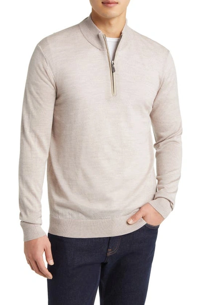 Shop Johnnie-o Baron Half Zip Wool Blend Sweater In Sand