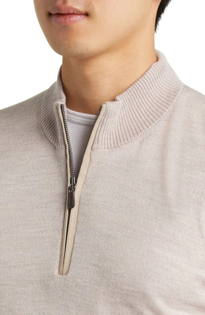 Shop Johnnie-o Baron Half Zip Wool Blend Sweater In Sand